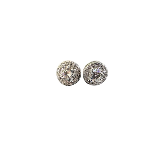 5mm 1.0 CT Moissanite Round Halo Earrrings NWT - Picture 5 of 6